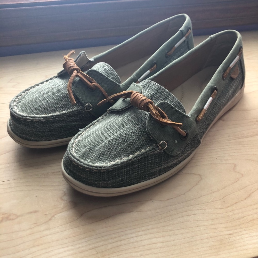 Green Sperry Boat Shoes